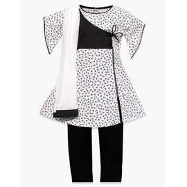 Black White Stripped Cotton Linen Salwar Kameez For Girls, Baby Dress Size: 9-12 months