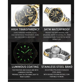 Naviforce NF9191 Silver And Golden Stainless Steel Analog Watch For Men - Black & Golden, 7 image