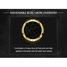 Naviforce NF8021 Golden Stainless Steel Chronograph Watch For Men - Green & Golden, 13 image