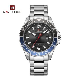 Naviforce NF9192 Silver Stainless Steel Analog Watch For Men - Black & Silver