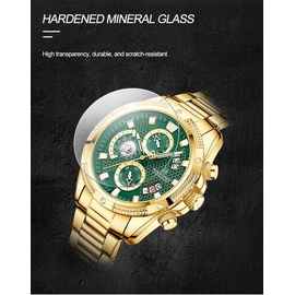 Naviforce NF8021 Golden Stainless Steel Chronograph Watch For Men - Green & Golden, 10 image
