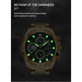 Naviforce NF8021 Golden Stainless Steel Chronograph Watch For Men - Green & Golden, 7 image
