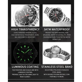 Naviforce NF9191 Silver Stainless Steel Analog Watch For Men - Black & Silver, 7 image