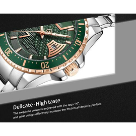 Naviforce NF9191 Silver Stainless Steel Analog Watch For Men - Green & RoseGold, 11 image