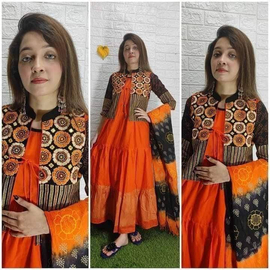 Orange & Black Salwar Kamiz for Ladies