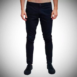 NZ-3127Slim-Fit Chino Gabardine Pants - Deep Black