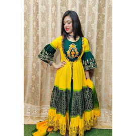 Yellow & Green Salwar Kamiz for Ladies