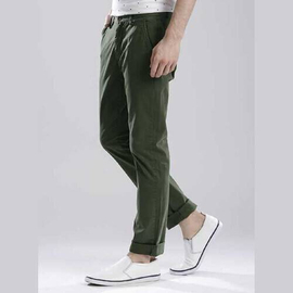 NZ-3108Slim-Fit Chino Gabardine Pants - Olive, Size: 30, 3 image