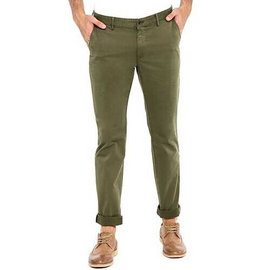NZ-3100Slim-Fit Chino Gabardine Pants - Olive, Size: 30