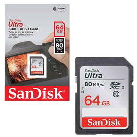 DSLR Camera SanDisk Ultra SDHC-UHS-1 SD Card 64GB with Free High Speed Card Rider