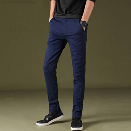 NZ-3210Slim-Fit Chino Gabardine Pants - Deep Blue