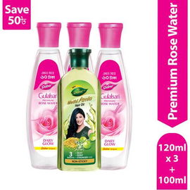 Gulabari Premium Rose Water Triple Pack (Free Methi Amla Hair Oil 100 ml) 120 ml