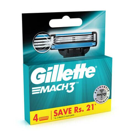 Gillette Mach3 Shaving 3-Bladed Cartridges Pack of 4