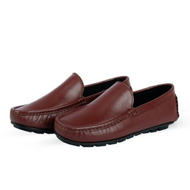 Maroon Plain Leather Loafer SB-S137, Size: 39
