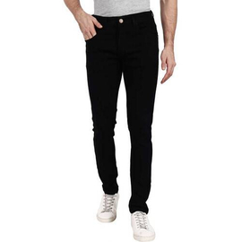 NZ-13031 Slim-fit Stretchable Denim Jeans Pant For Men - Deep Black