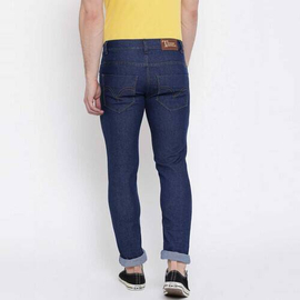 NZ-13015 Slim-fit Stretchable Denim Jeans Pant For Men - Deep Black, 4 image