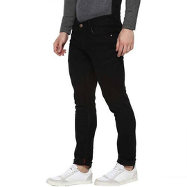 NZ-13017 Slim-fit Stretchable Denim Jeans Pant For Men - Deep Black, 2 image