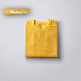 Solid Round Neck Yellow Color T-Shirt For Men