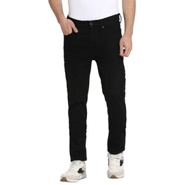 NZ-13075Slim-fit Stretchable Denim Jeans Pant For Men - Deep Black