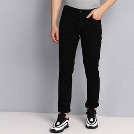 NZ-13037 Slim-fit Stretchable Denim Jeans Pant For Men - Deep Black