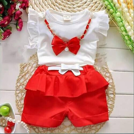 Baby Tops & Pants Red & White, Baby Dress Size: 0-3 years