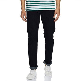 NZ-13064 Slim-fit Stretchable Denim Jeans Pant For Men - Deep Black