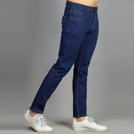 NZ-13002 Slim-fit Stretchable Denim Jeans Pant For Men - Dark Blue, 3 image