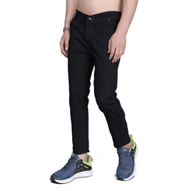 NZ-13071 Slim-fit Stretchable Denim Jeans Pant For Men - Deep Black, 2 image