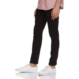NZ-13080 Slim-fit Stretchable Denim Jeans Pant For Men - Deep Black, 3 image