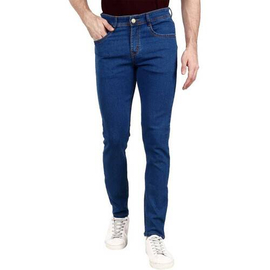 NZ-13032 Slim-fit Stretchable Denim Jeans Pant For Men - Deep Blue