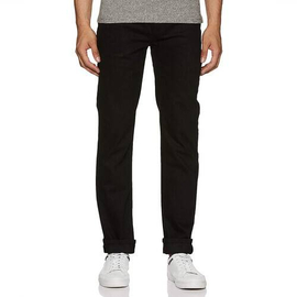 NZ-13063 Slim-fit Stretchable Denim Jeans Pant For Men - Deep Black