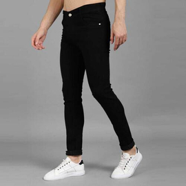 NZ-13023 Slim-fit Stretchable Denim Jeans Pant For Men - Deep Black, 2 image