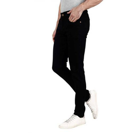 NZ-13031 Slim-fit Stretchable Denim Jeans Pant For Men - Deep Black, 4 image