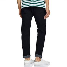 NZ-13064 Slim-fit Stretchable Denim Jeans Pant For Men - Deep Black, 2 image