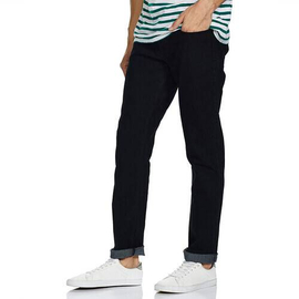 NZ-13064 Slim-fit Stretchable Denim Jeans Pant For Men - Deep Black, 3 image