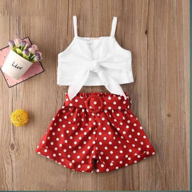 White & Red Baby Tops & Pant For Girls, Baby Dress Size: 0-3 years