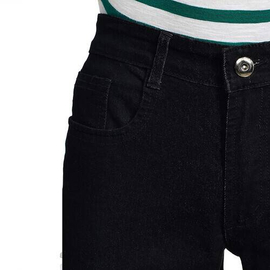 NZ-13064 Slim-fit Stretchable Denim Jeans Pant For Men - Deep Black, 4 image