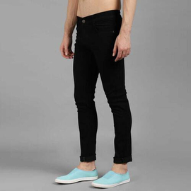 NZ-13038 Slim-fit Stretchable Denim Jeans Pant For Men - Deep Black, 3 image