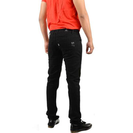 NZ-13022 Slim-fit Stretchable Denim Jeans Pant For Men - Deep Black, 4 image