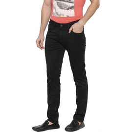 NZ-13029 Slim-fit Stretchable Denim Jeans Pant For Men - Deep Black, 2 image
