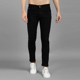 NZ-13023 Slim-fit Stretchable Denim Jeans Pant For Men - Deep Black