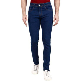 NZ-13033 Slim-fit Stretchable Denim Jeans Pant For Men - Deep Blue