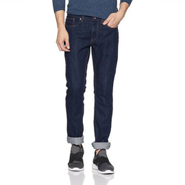 NZ-13054 Slim-fit Stretchable Denim Jeans Pant For Men - Deep Black