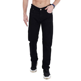 NZ-13069 Slim-fit Stretchable Denim Jeans Pant For Men - Deep Black