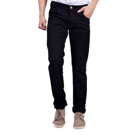 NZ-13076Slim-fit Stretchable Denim Jeans Pant For Men - Deep Black