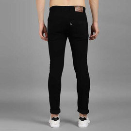 NZ-13023 Slim-fit Stretchable Denim Jeans Pant For Men - Deep Black, 3 image