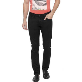 NZ-13029 Slim-fit Stretchable Denim Jeans Pant For Men - Deep Black