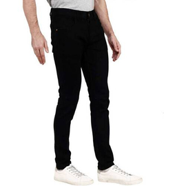 NZ-13028 Slim-fit Stretchable Denim Jeans Pant For Men - Deep Black, 4 image