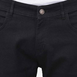NZ-13027 Slim-fit Stretchable Denim Jeans Pant For Men - Deep Black, 6 image