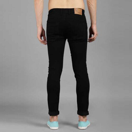 NZ-13038 Slim-fit Stretchable Denim Jeans Pant For Men - Deep Black, 2 image